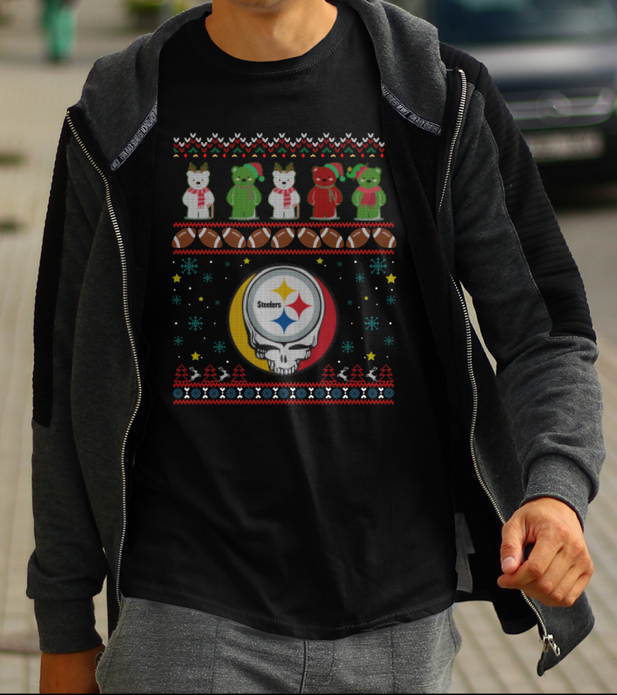 Pittsburgh Steelers Grateful Dead Bears Christmas Holiday T-Shirt
