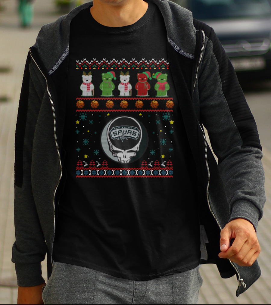 San Antonio Spurs Grateful Dead Bears Christmas T-Shirt