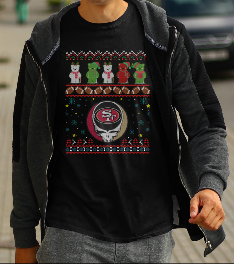 San Francisco 49ers Grateful Dead Bears Christmas T-Shirt