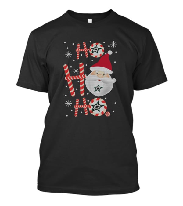 Dallas Stars Santa Ho Ho Ho Christmas Fans Festive Hockey Holiday T-Shirt
