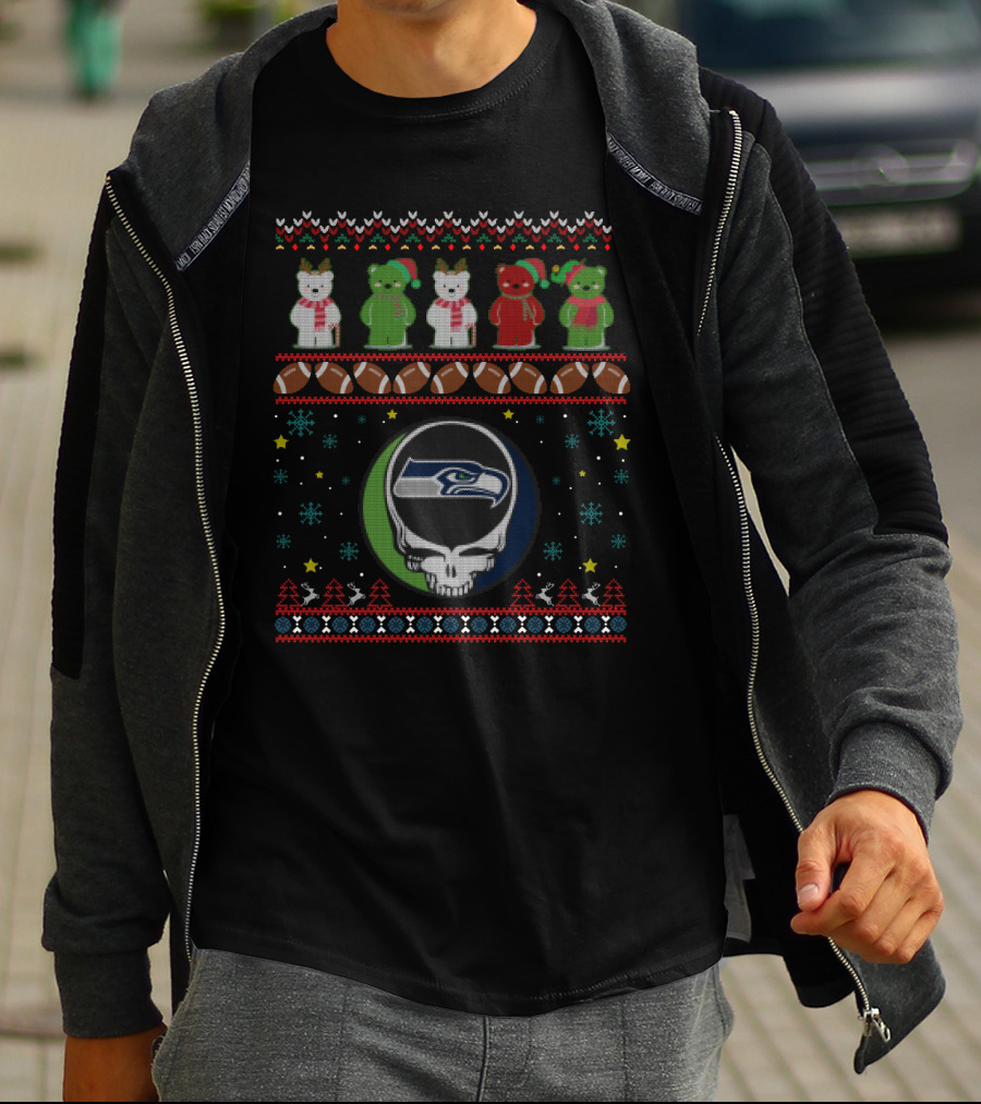 Seattle Seahawks Grateful Dead Bears Christmas T-Shirt