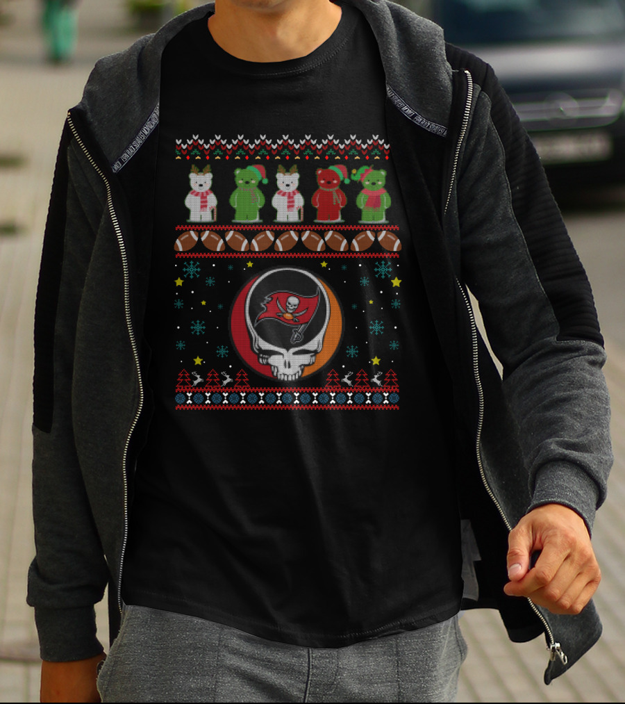 Tampa Bay Buccaneers Grateful Dead Bears Christmas Ugly T-Shirt