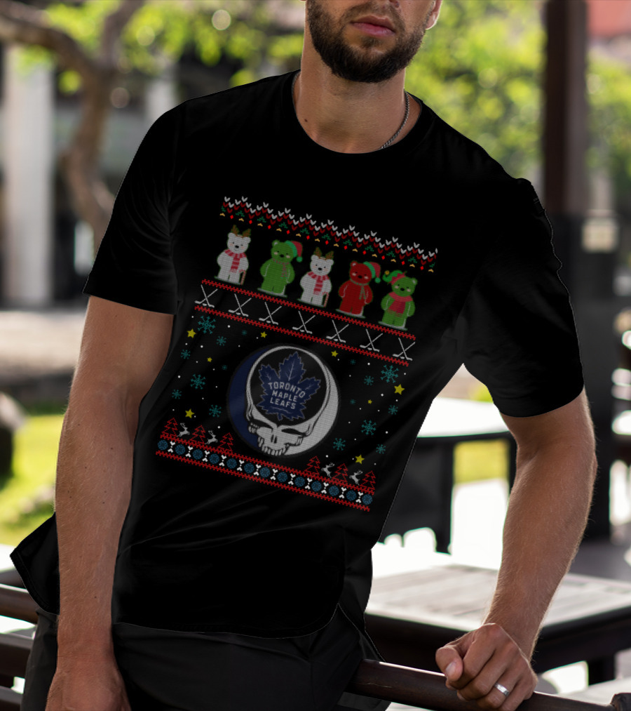 Toronto Maple Leafs Grateful Dead Bears Winter Holiday Themed T-Shirt