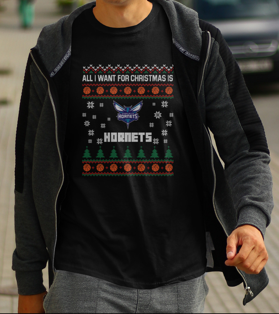 All I Want For Christmas Is Charlotte Hornets Fans Ugly T-Shirt