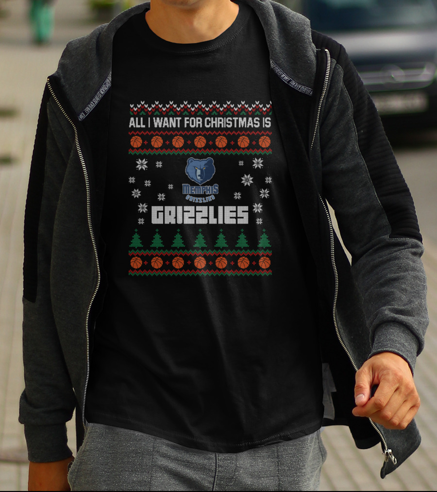 All I Want For Christmas Is Memphis Grizzlies Ugly T-Shirt