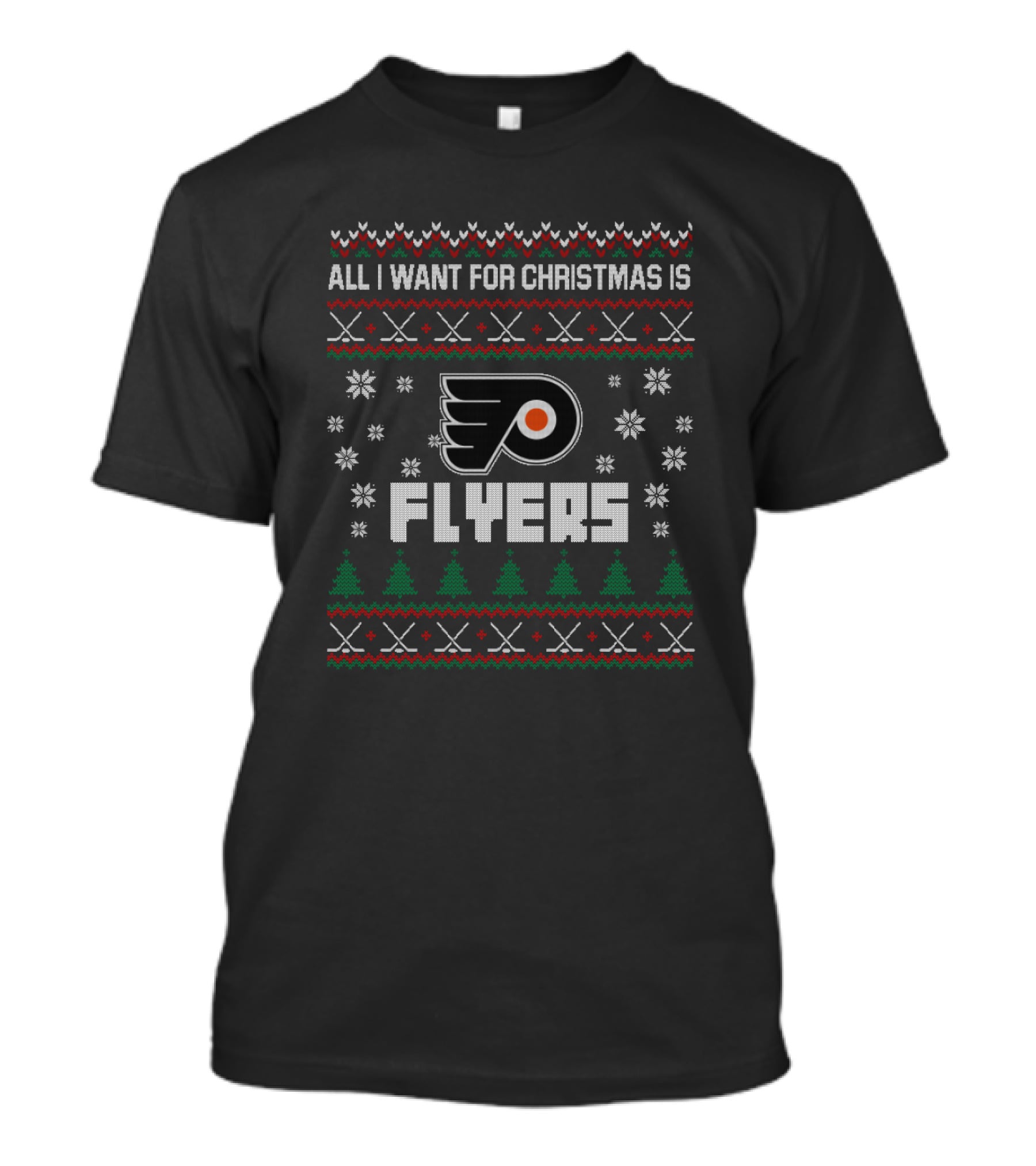 Philadelphia Flyers Ugly Christmas Sweater All I Want For Christmas Is Flyers T-Shirt
