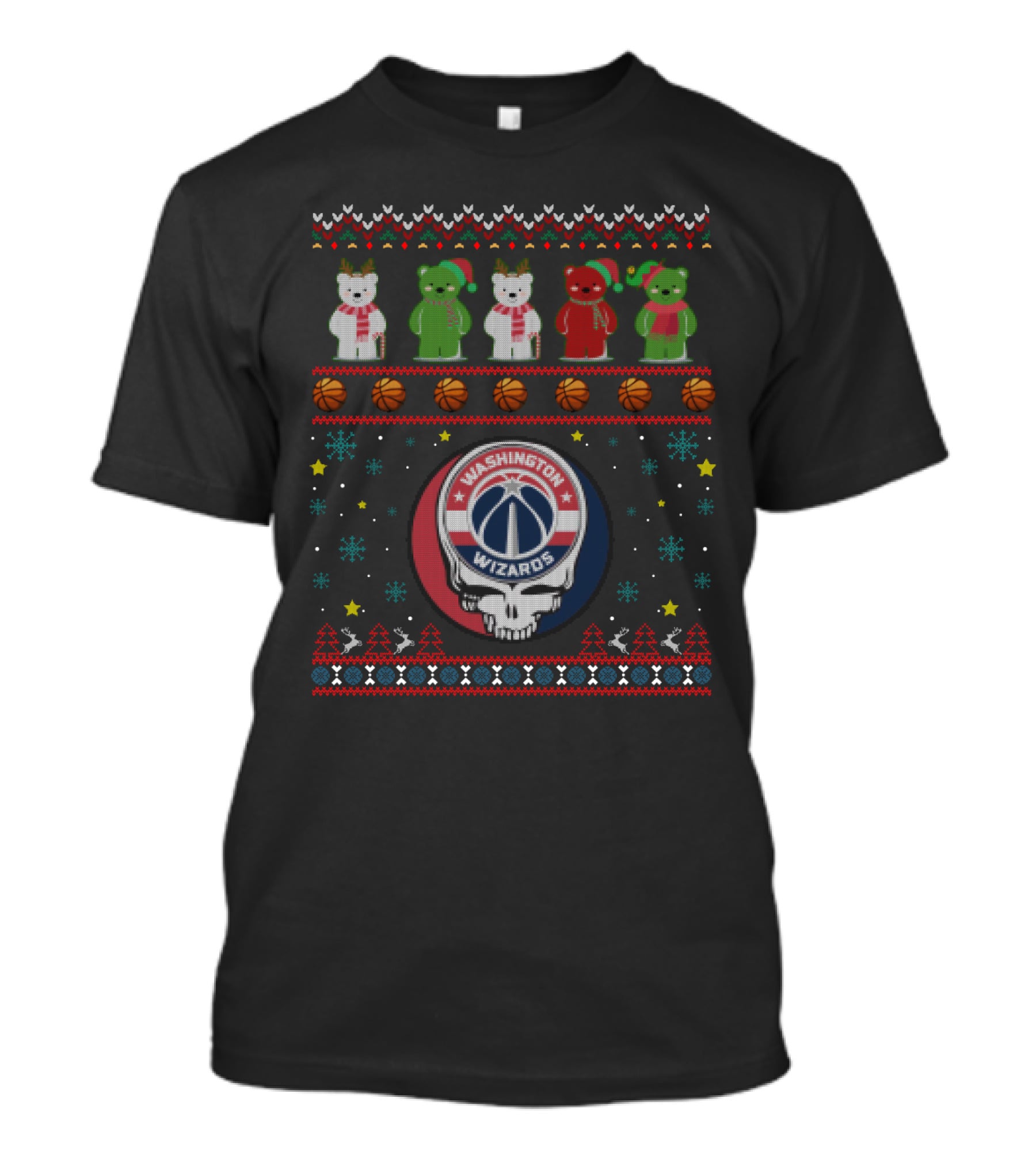 Washington Wizards Grateful Dead Bears Christmas T-Shirt