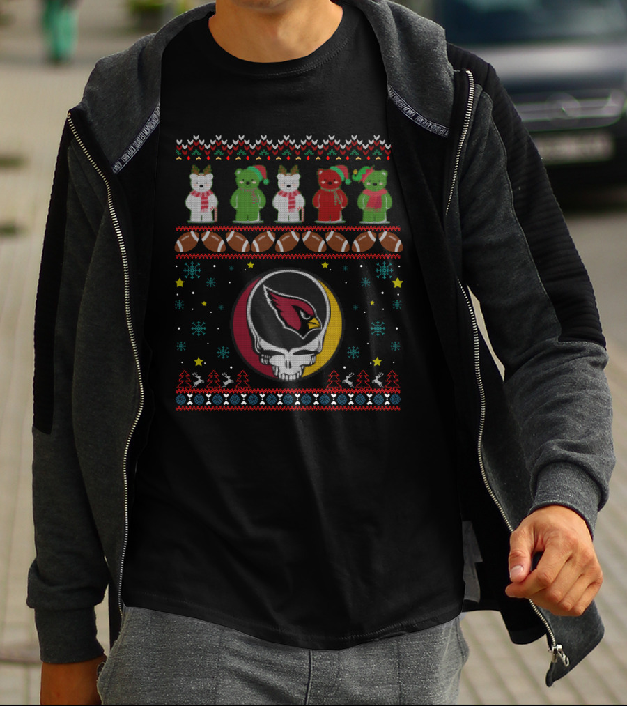 Arizona Cardinals Grateful Dead Christmas Bear T-Shirt