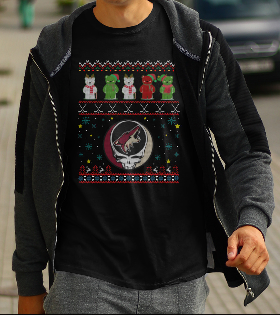 Arizona Coyotes Grateful Dead Bears Ugly Christmas T-Shirt