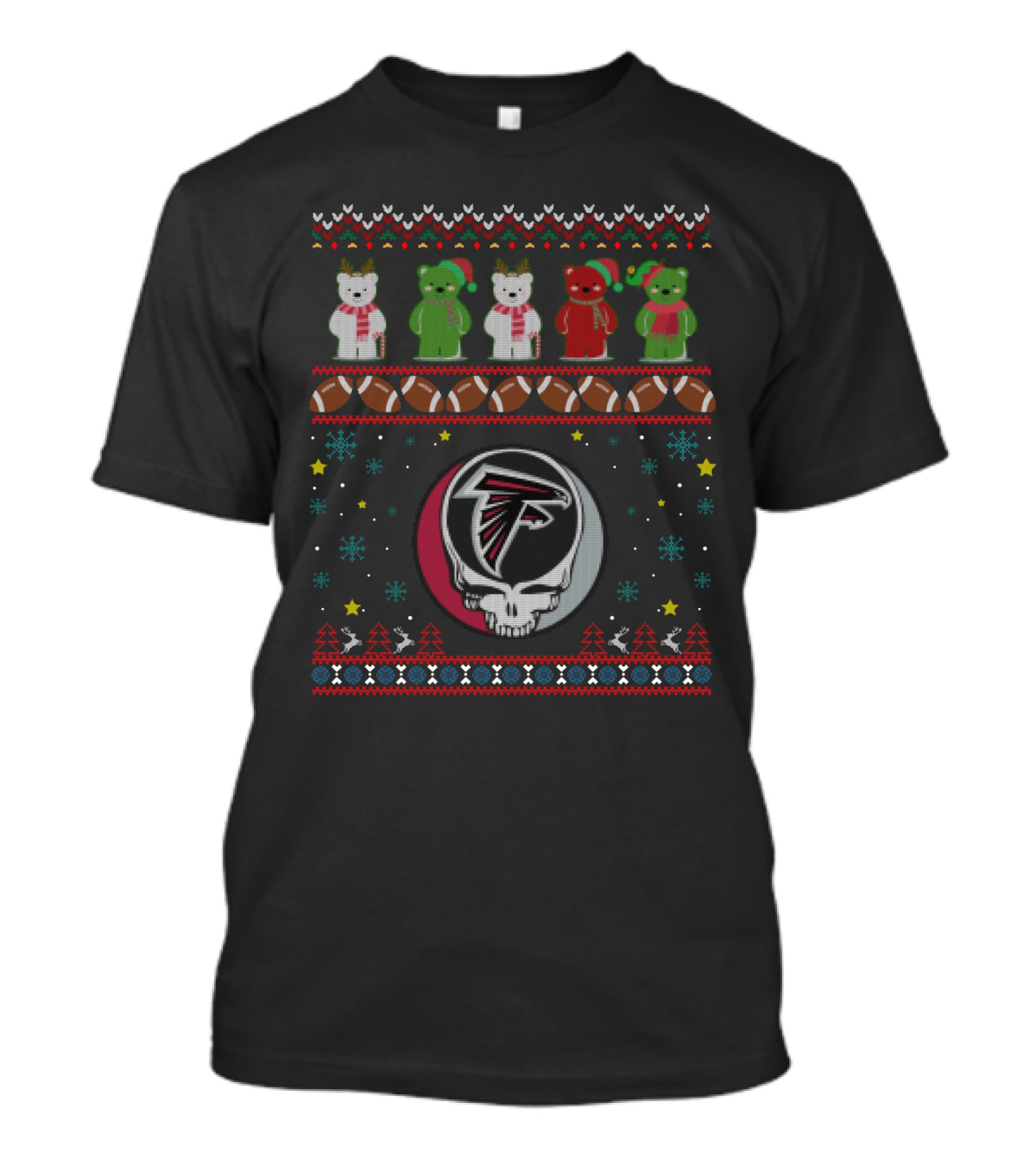 Atlanta Falcons Grateful Dead Bears Christmas T-Shirt