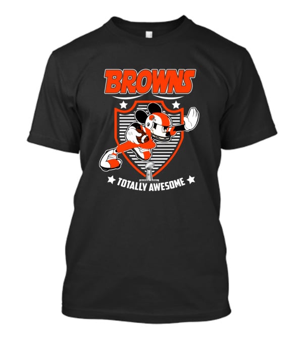 Browns Totally Awesome Mickey Football Shield T-Shirt