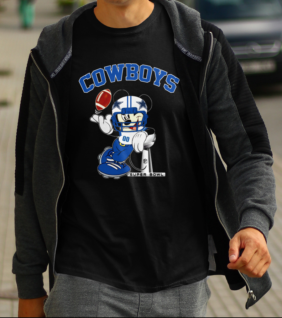 Cowboys Mickey Mouse Nfl Super Bowl Football T-Shirt