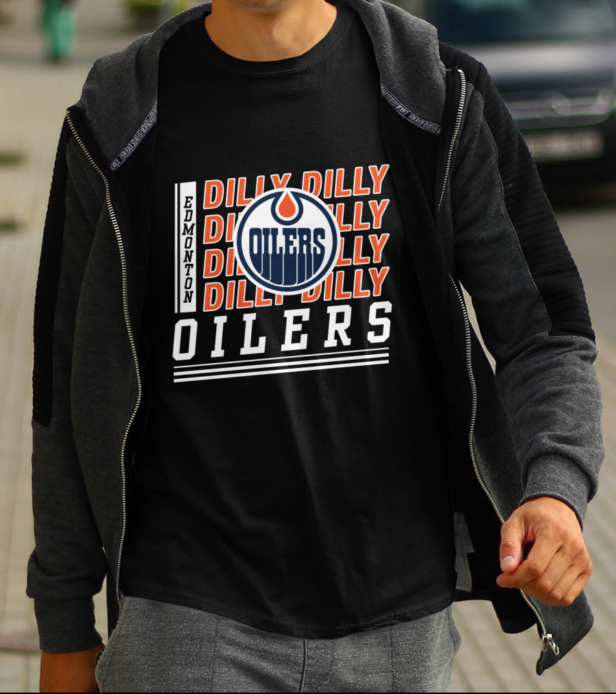 Edmonton Oilers Repeating Dilly Dilly Bold Text With Team T-Shirt