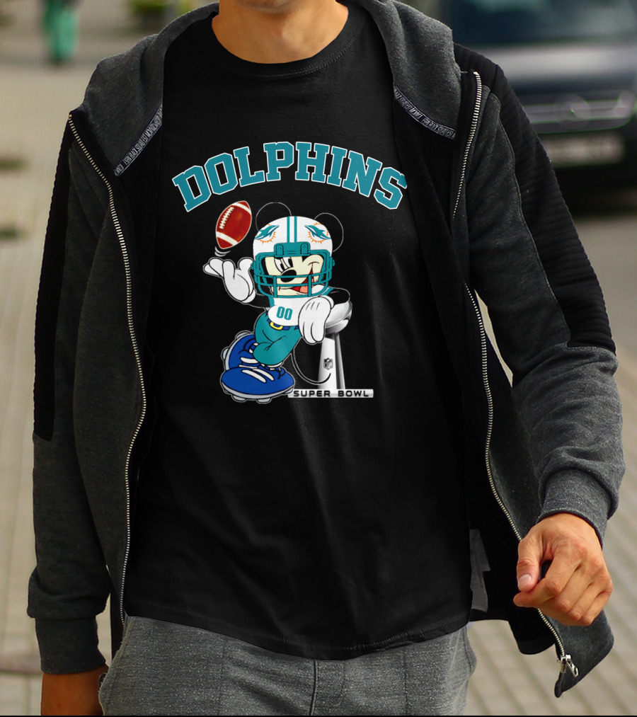 Miami Dolphins Mickey Nfl Super Bowl Football T-Shirt
