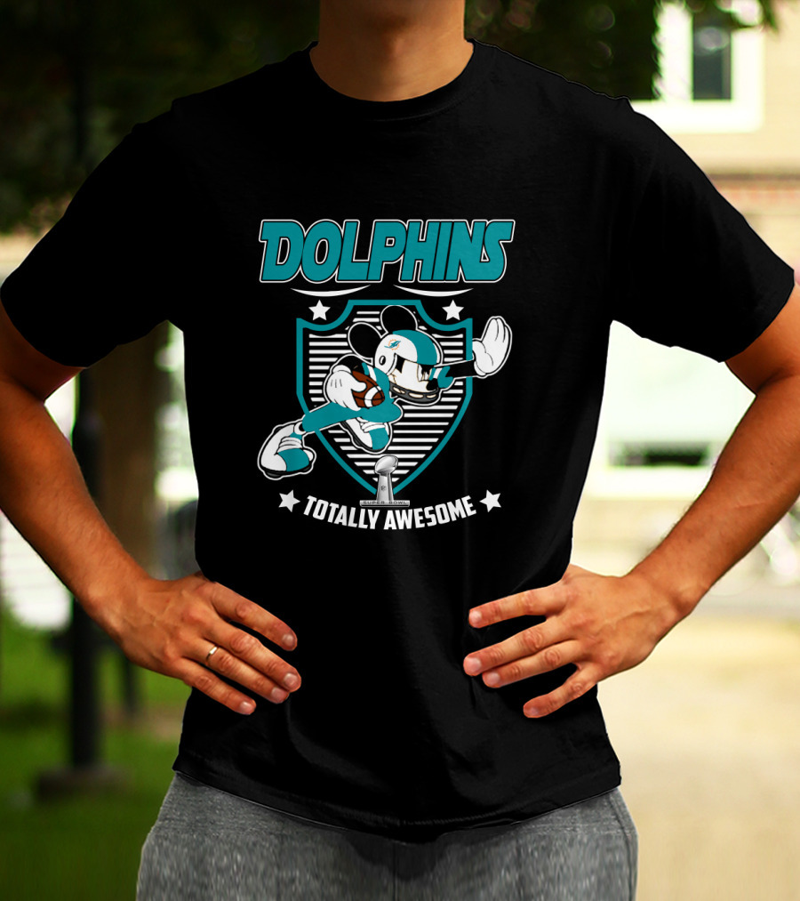 Dolphins Totally Awesome Mickey Football T-Shirt
