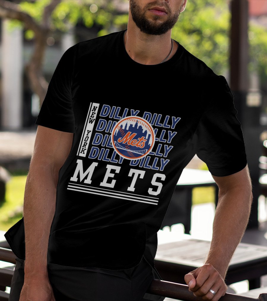 New York Mets Dilly Dilly Baseball Skyline T-Shirt