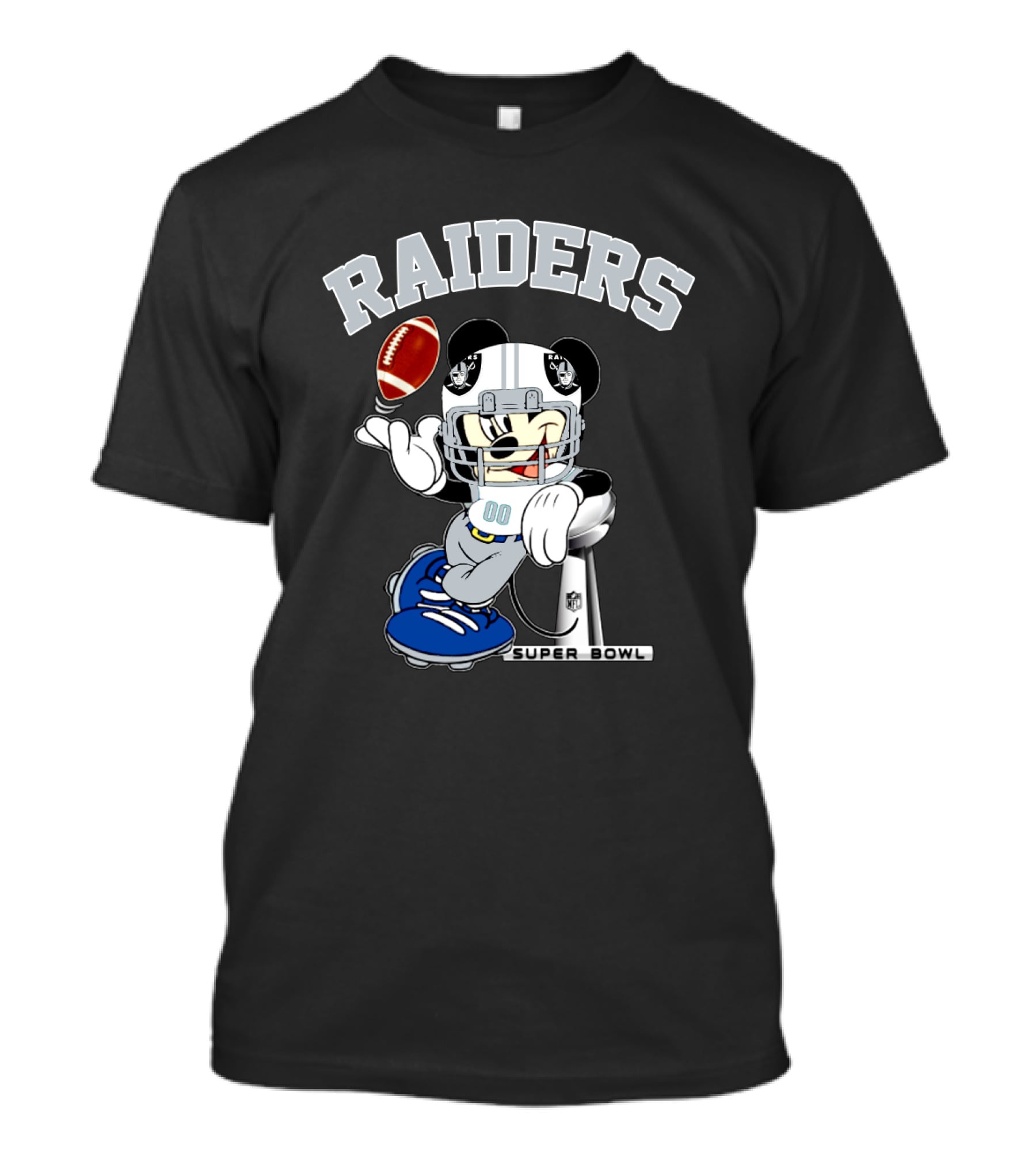 Raiders Mickey Mouse Nfl Super Bowl Football T-Shirt