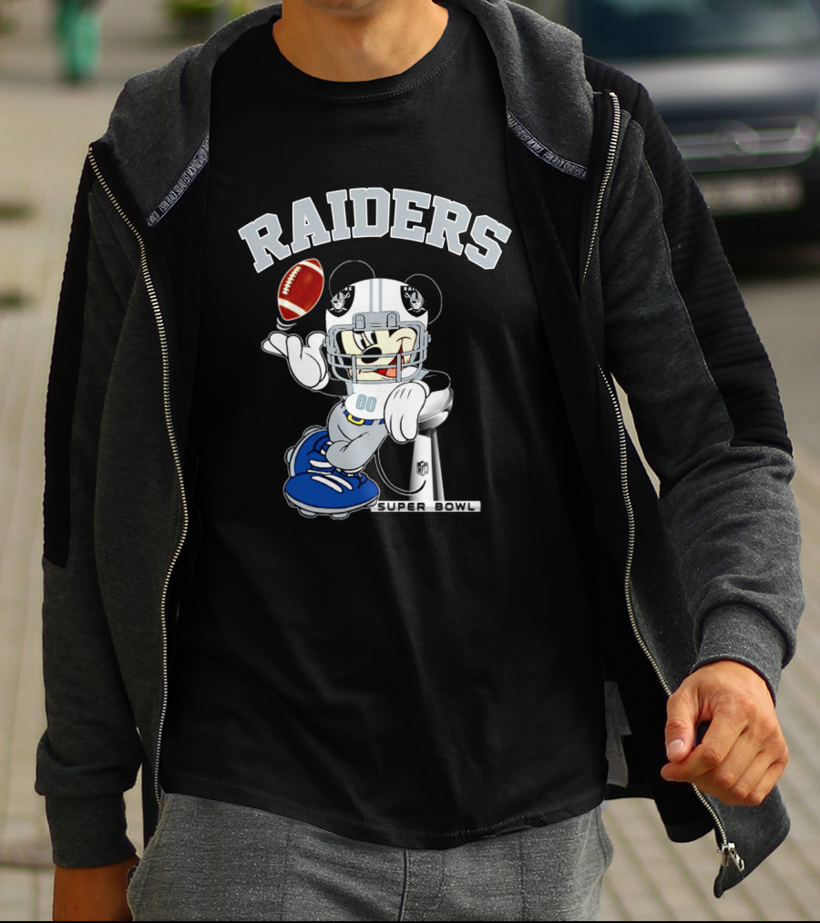 Raiders Mickey Mouse Nfl Super Bowl Football T-Shirt
