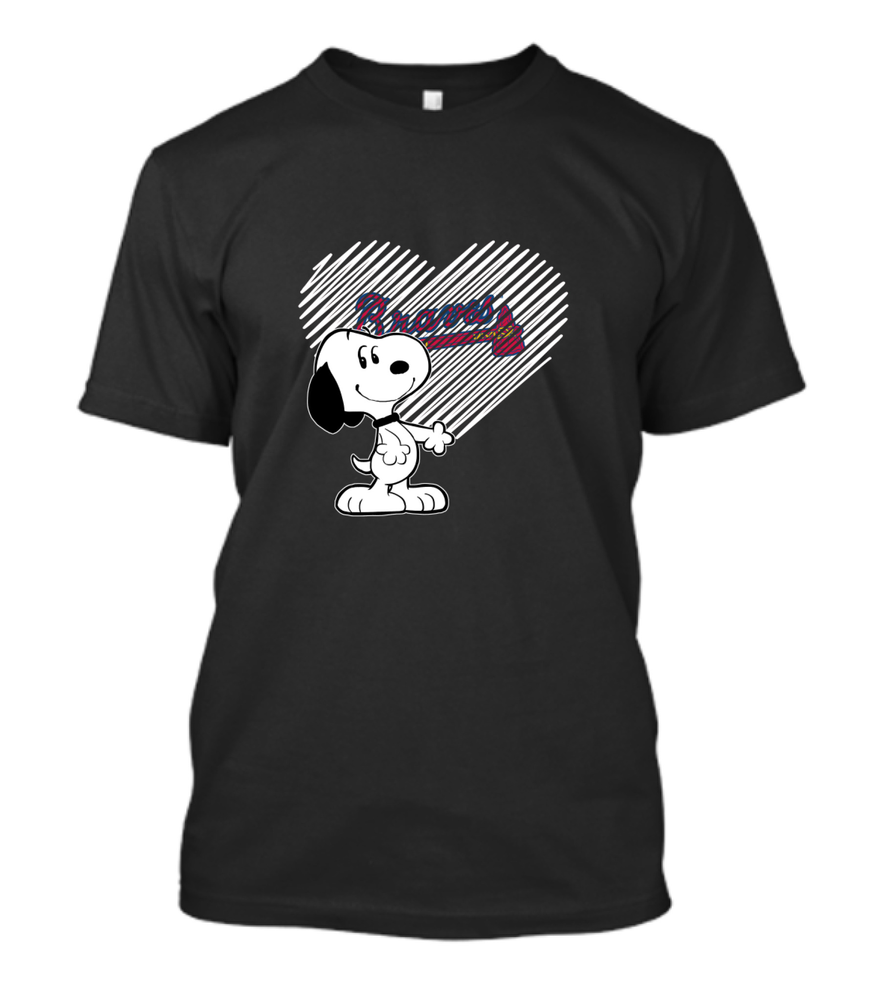 Snoopy Braves Heart Baseball Fan T-Shirt