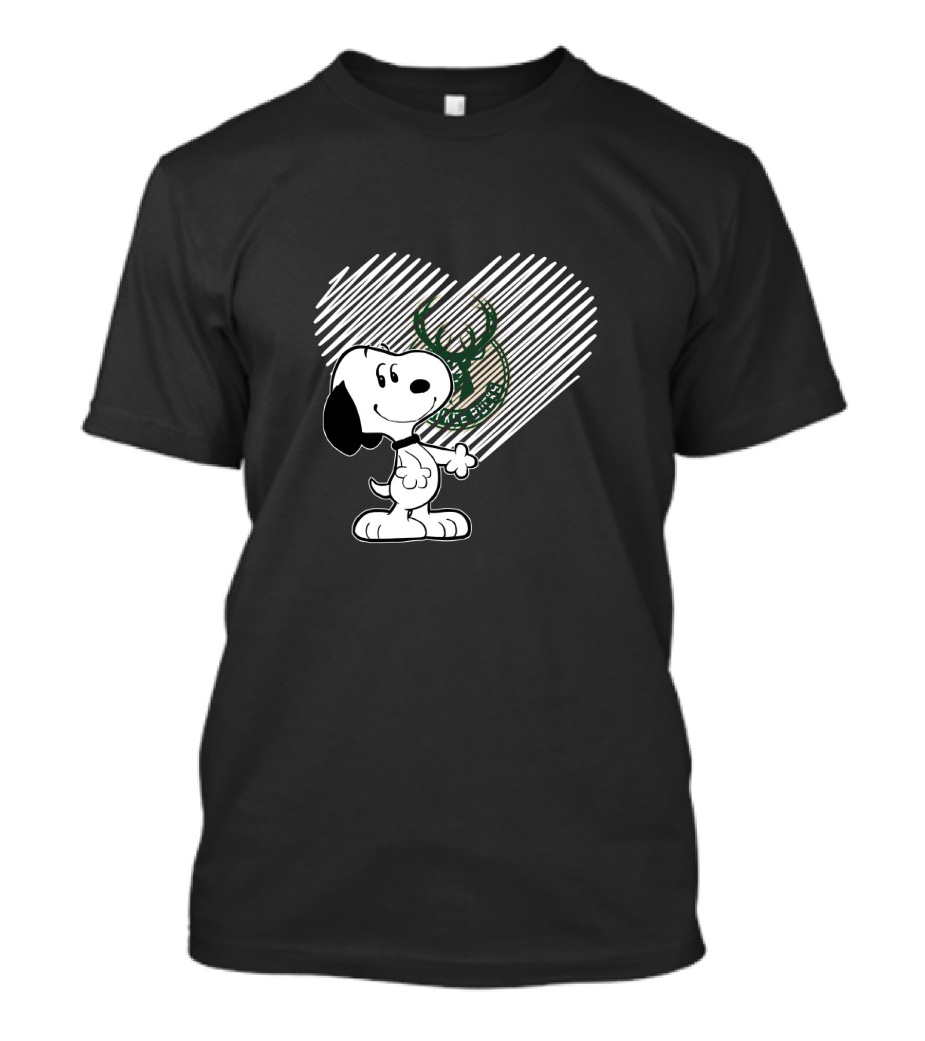 Snoopy Heart Milwaukee Bucks Fans T-Shirt