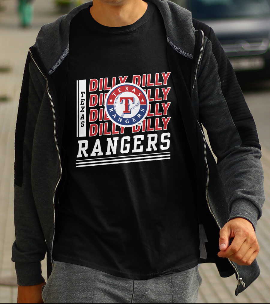 Texas Rangers Dilly Dilly Logo Pattern With Baseball T-Shirt