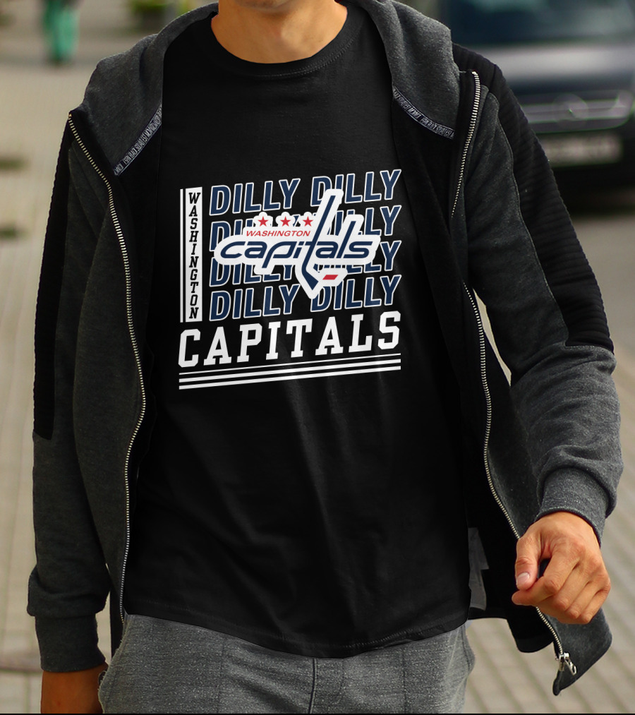 Washington Capitals Dilly Dilly Capitals Logo And Repeating Text T-Shirt