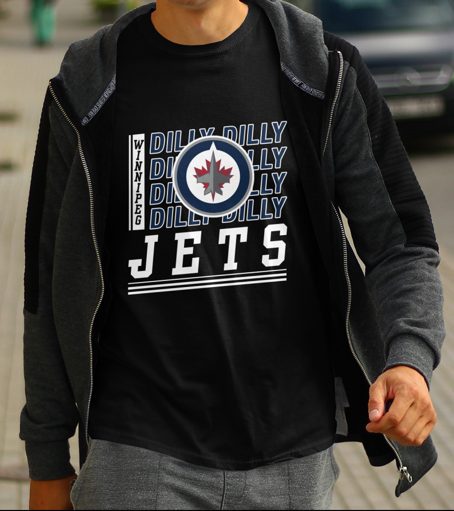Winnipeg Jets Logo With Repeated Dilly Dilly Phrase T-Shirt