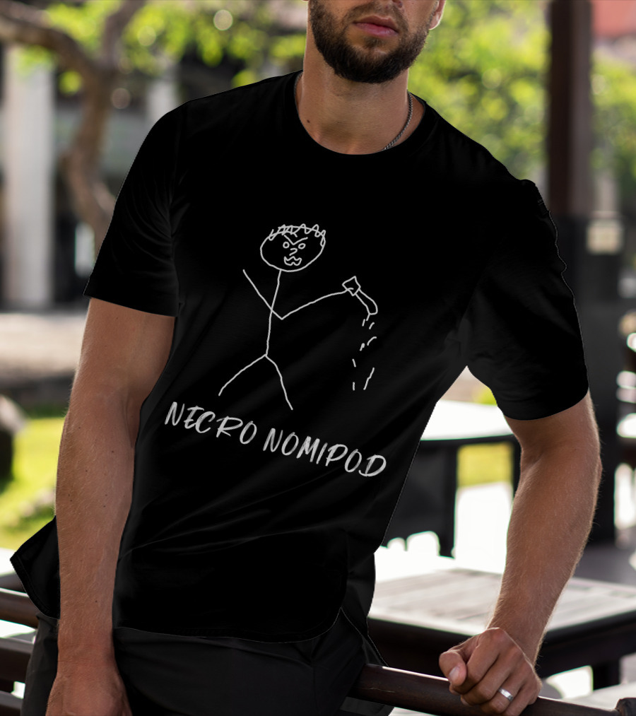 Necro Nomipod Stick Figure With Angry Expression Holding Flask T-Shirt