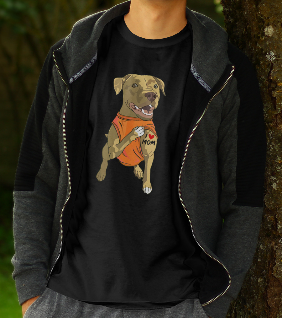 Pit Bull I Love Mom Tattoo T-Shirt