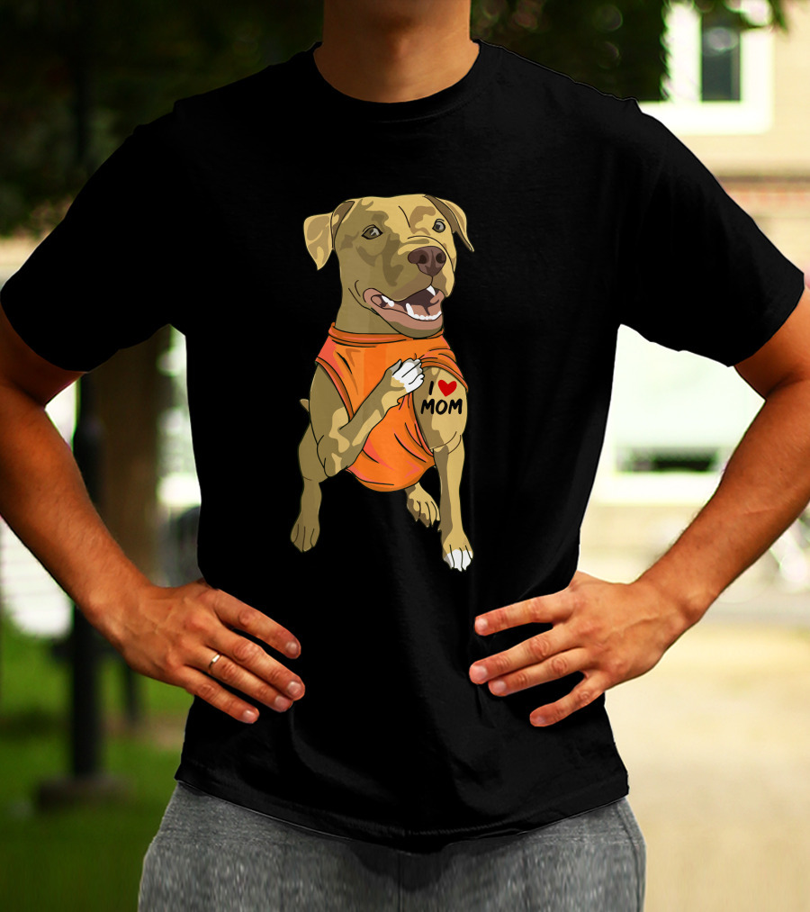 Pit Bull I Love Mom Tattoo T-Shirt