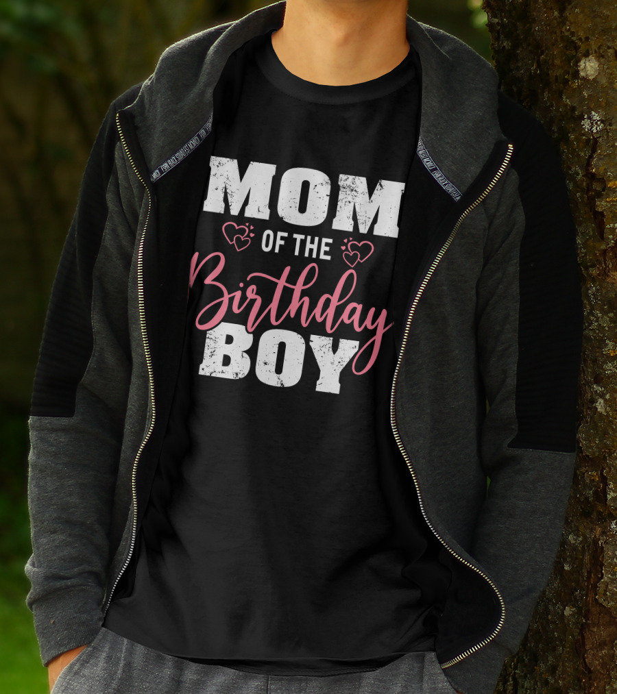 Mom Of The Birthday Boy With Hearts T-Shirt
