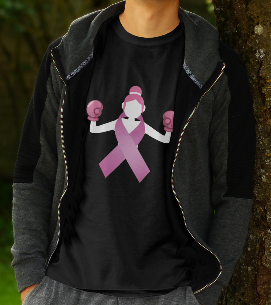 Breast Cancer Awareness Pink Ribbon Boxing Gloves Empowerment T-Shirt