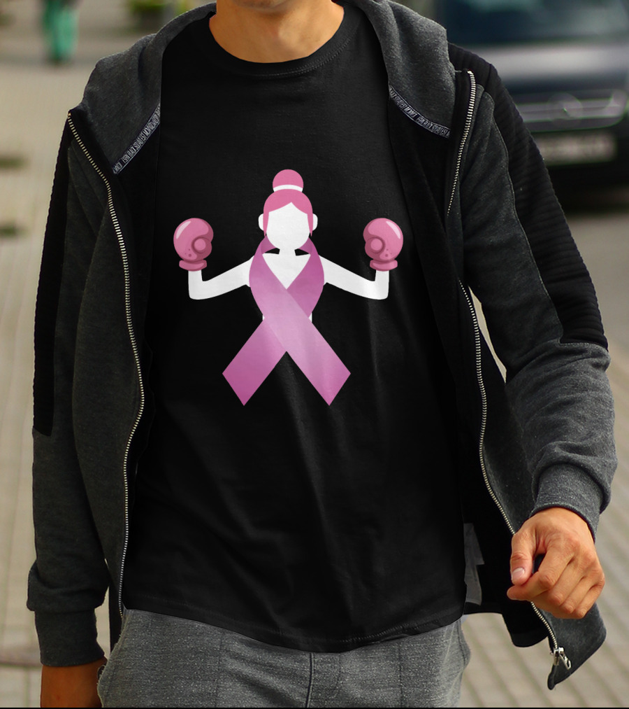 Breast Cancer Awareness Pink Ribbon Boxing Gloves Empowerment T-Shirt
