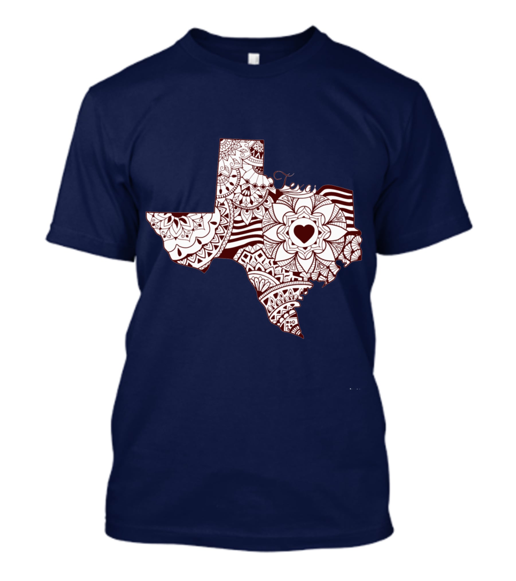 Texas Heart Mandala Pattern Map T-Shirt