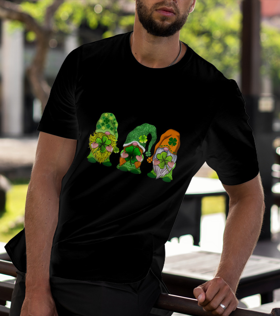 Happy St Patrick's Day Gnomes With Shamrock Hats And Beards T-Shirt