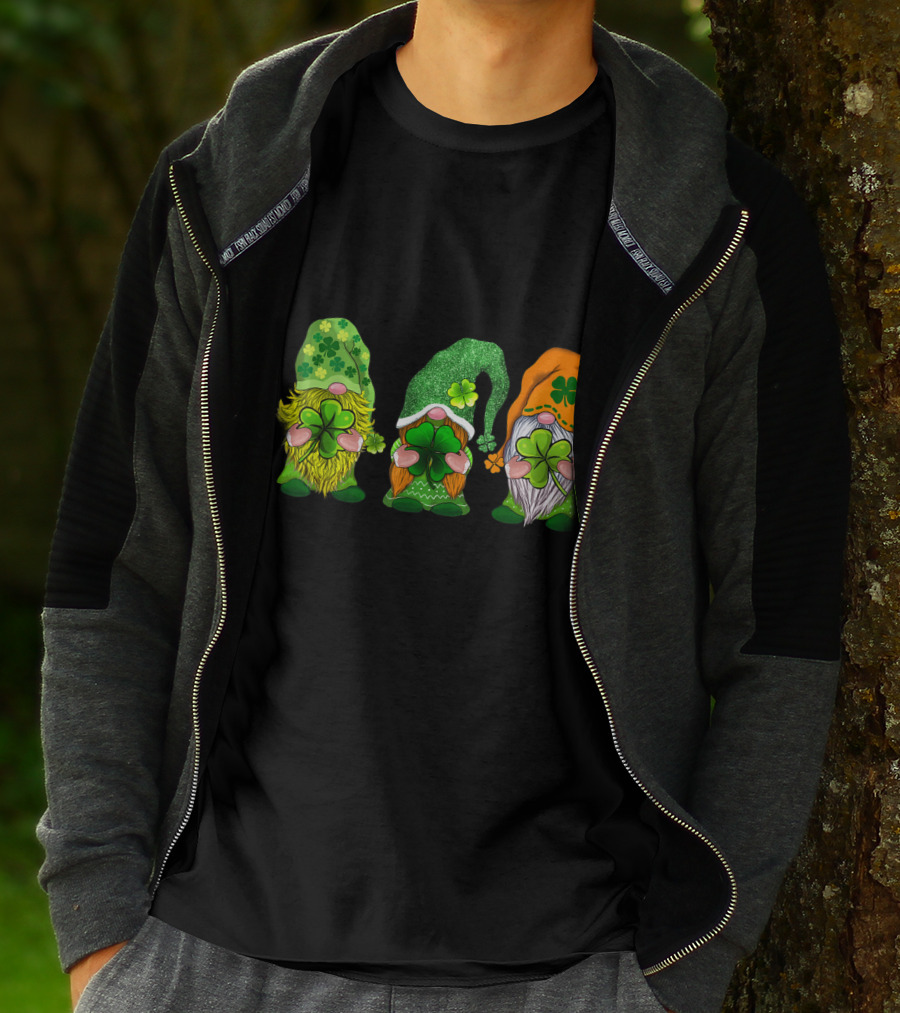 Happy St Patrick's Day Gnomes With Shamrock Hats And Beards T-Shirt