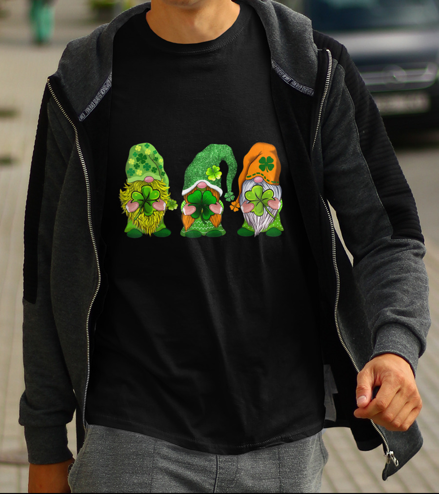 Happy St Patrick's Day Gnomes With Shamrock Hats And Beards T-Shirt