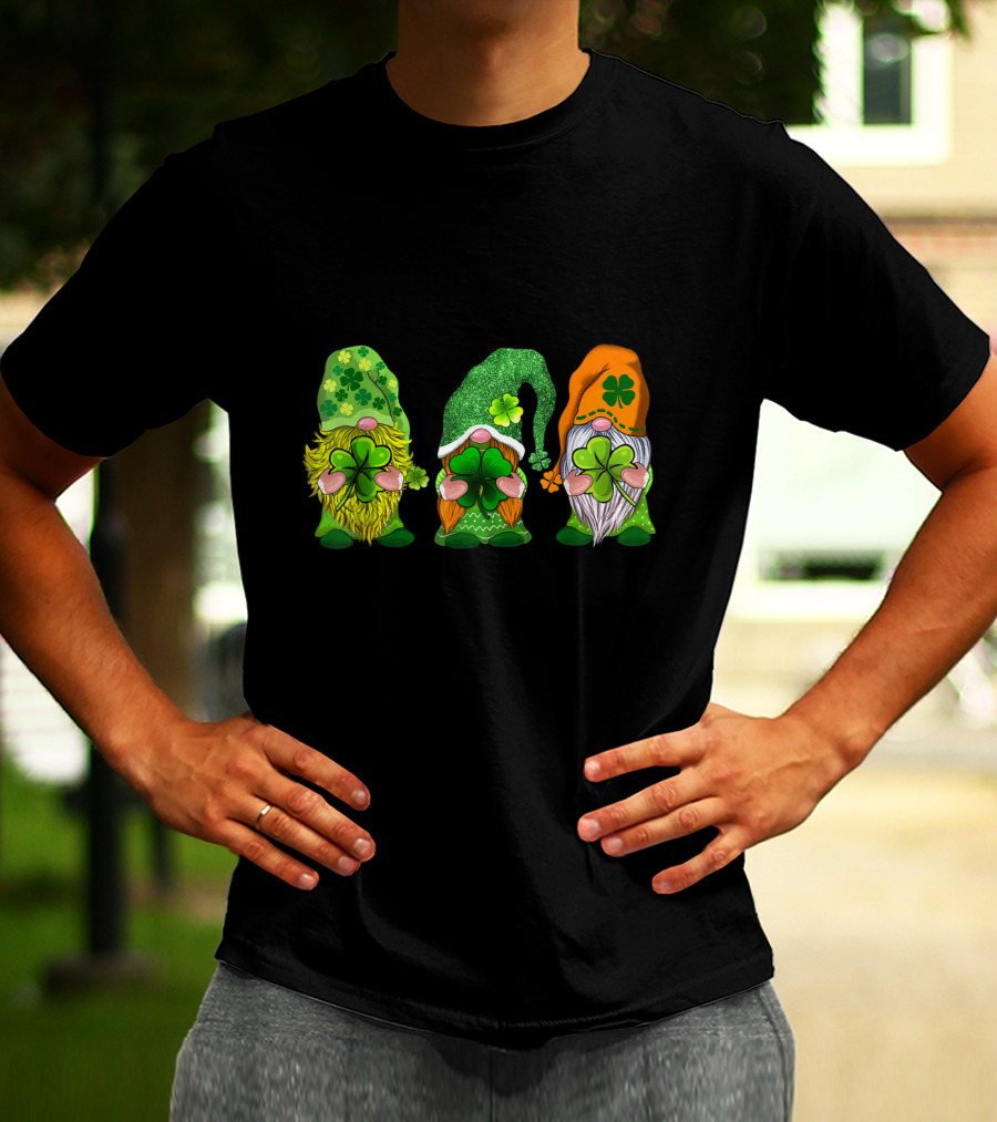 Happy St Patrick's Day Gnomes With Shamrock Hats And Beards T-Shirt