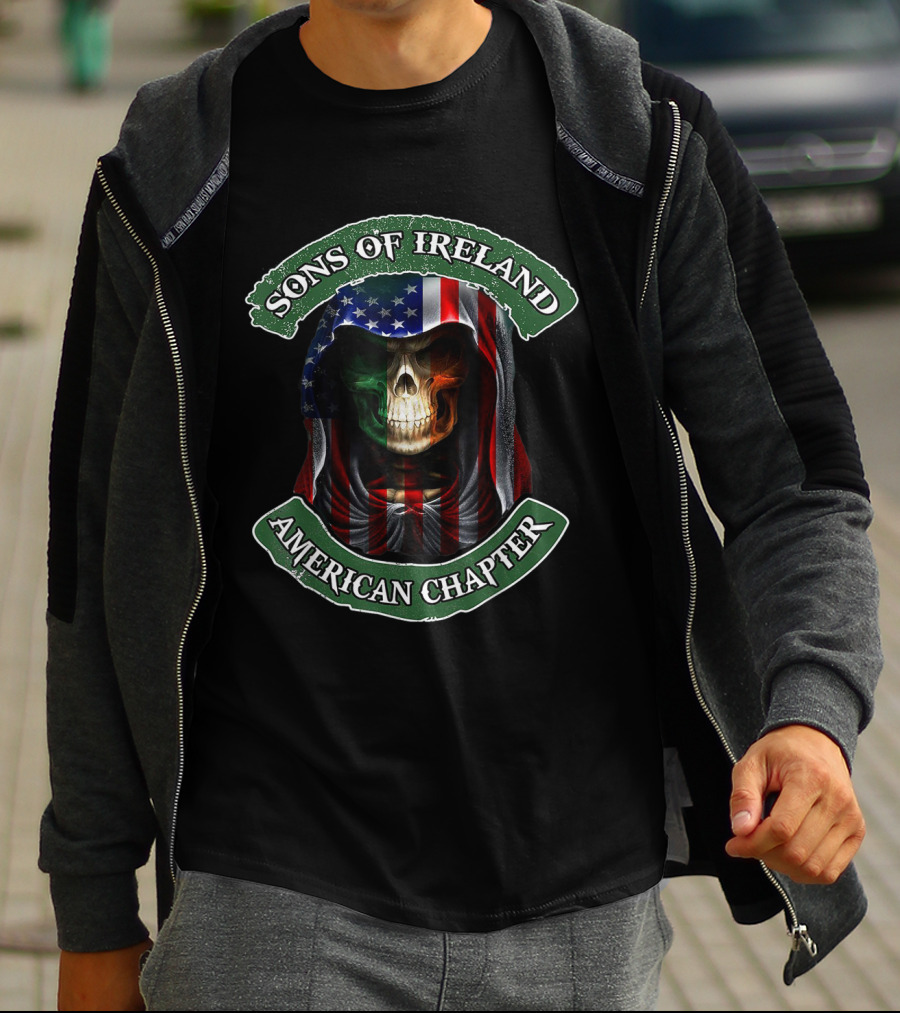 Sons Of Ireland Skull Hood American Chapter T-Shirt
