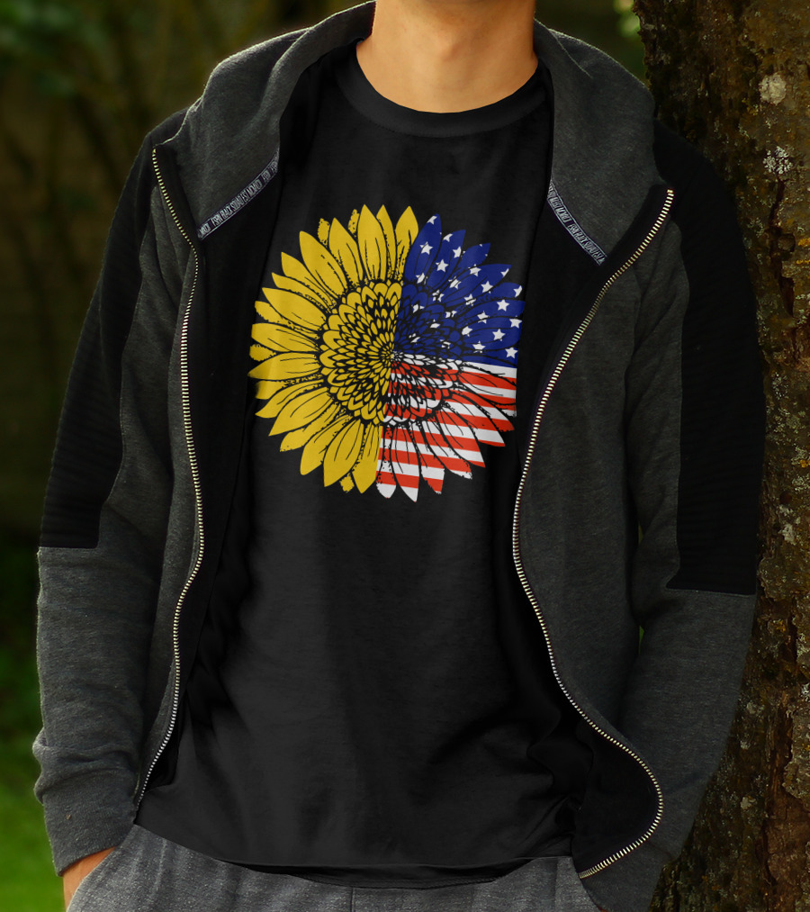 American Flag Sunflower Icon License T-Shirt