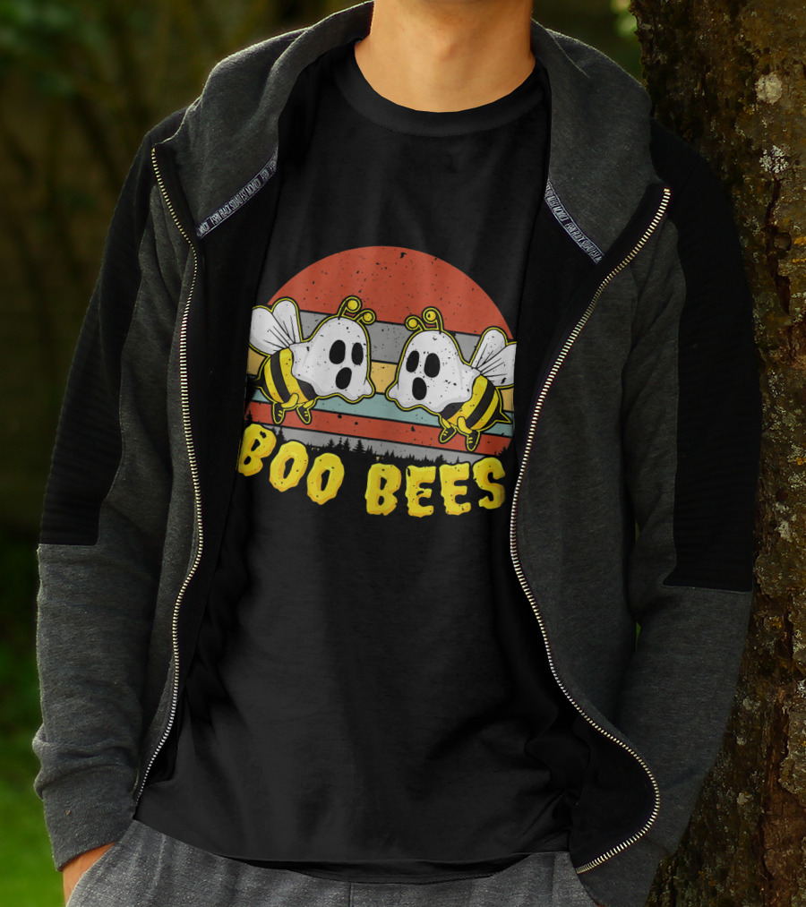 Boo Bees Retro Ghostly Bees Halloween Humor T-Shirt