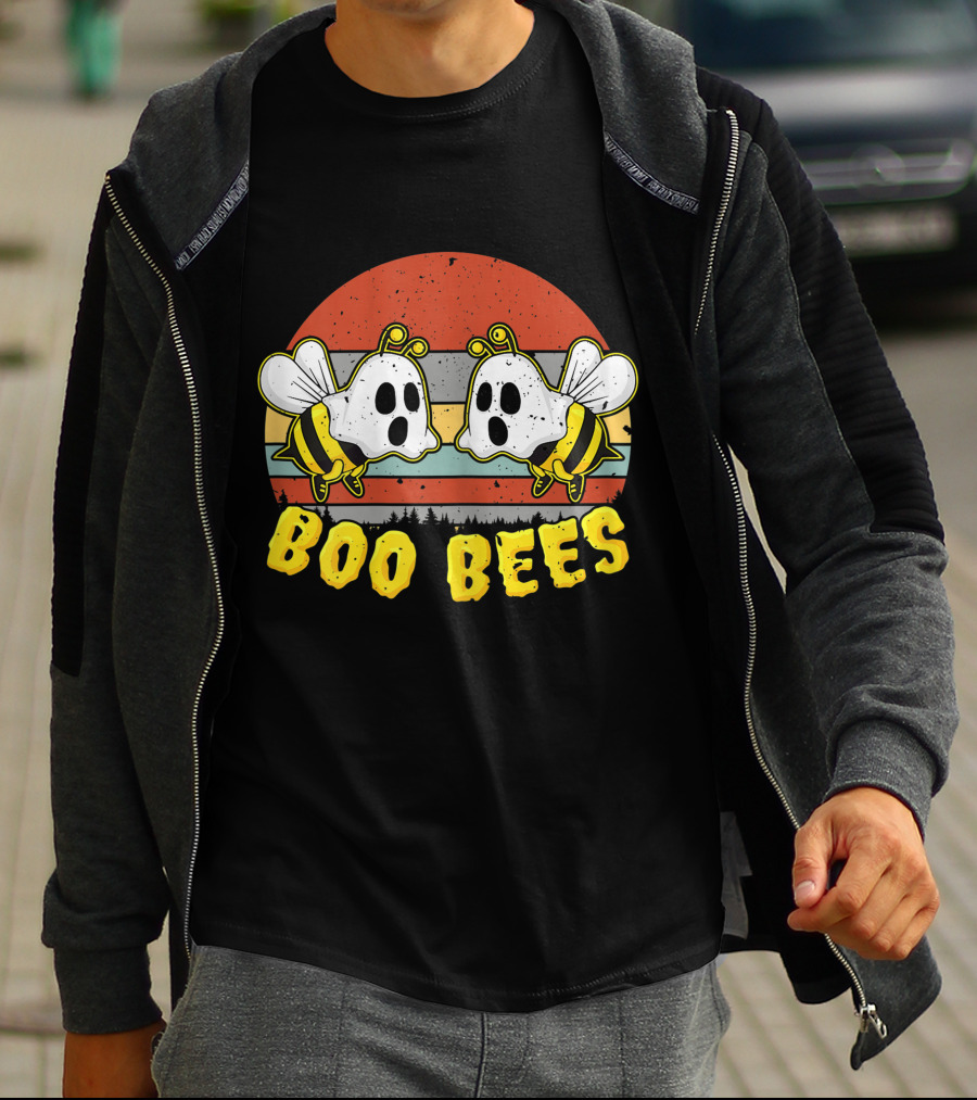 Boo Bees Retro Ghostly Bees Halloween Humor T-Shirt