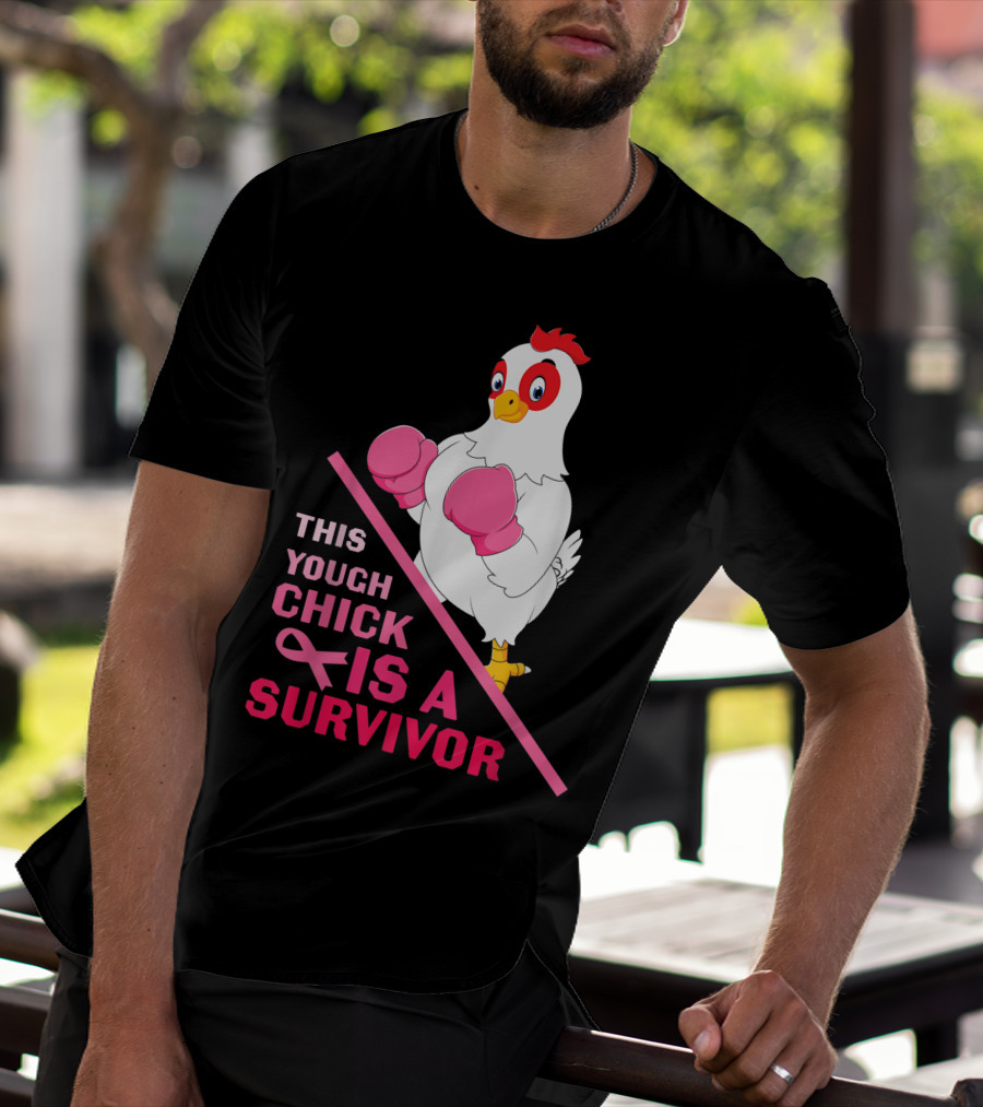 This Tough Chick Is A Survivor Breast Cancer Pink T-Shirt