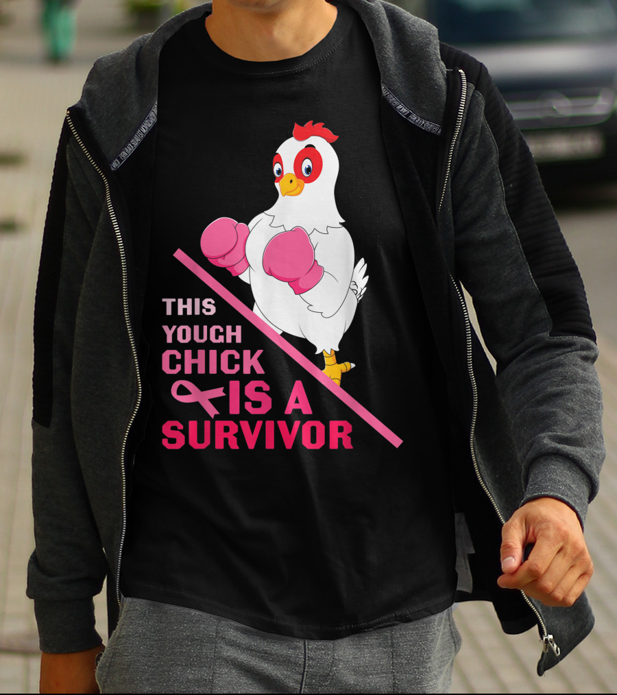 This Tough Chick Is A Survivor Breast Cancer Pink T-Shirt