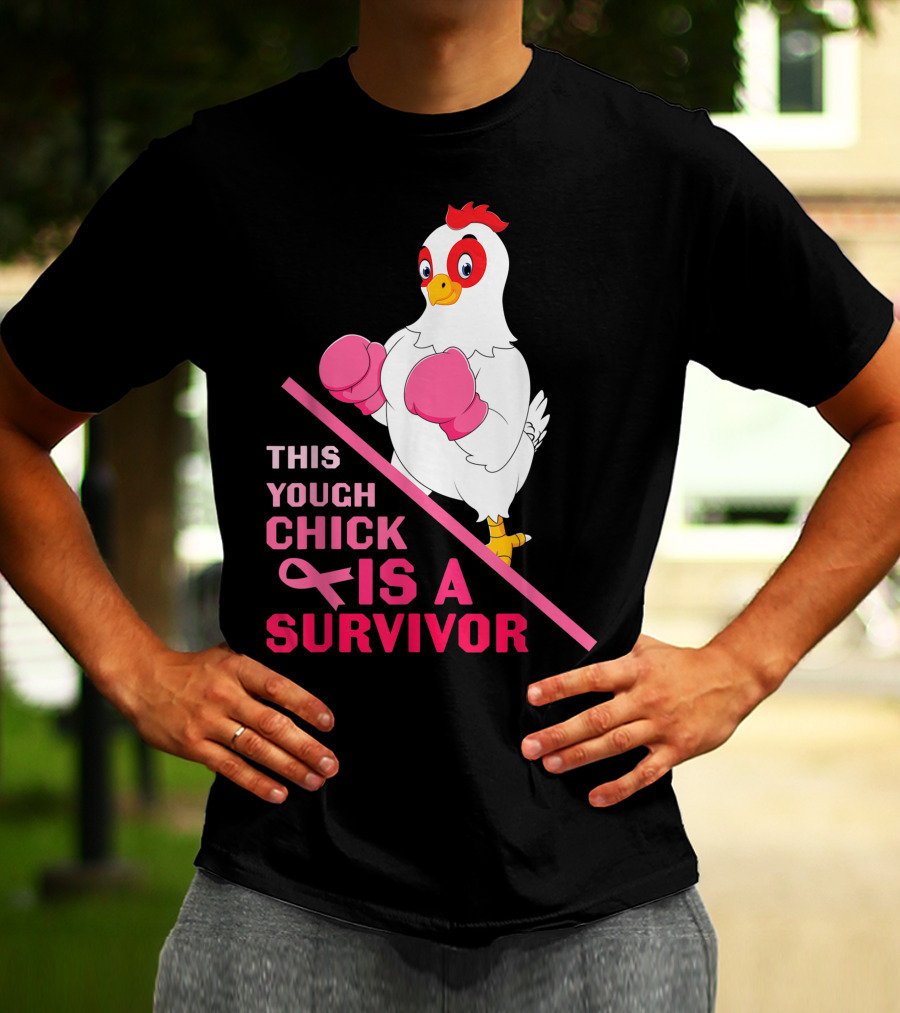 This Tough Chick Is A Survivor Breast Cancer Pink T-Shirt