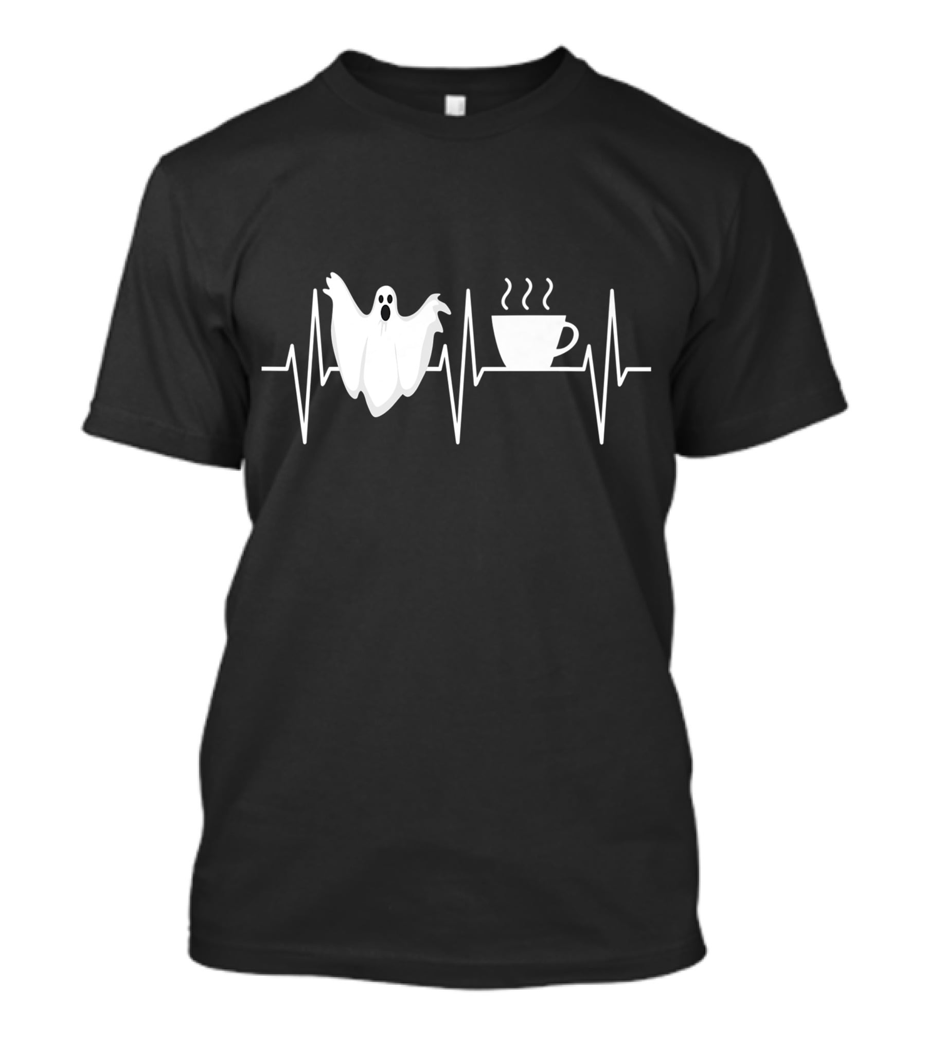 Heartbeat Ghost Coffee Lover Paranormal Hunter T-Shirt