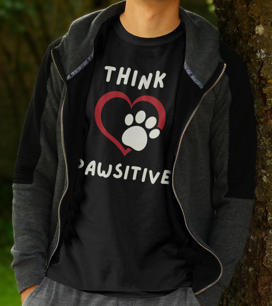Think Pawsitive Dog Paw Heart T-Shirt