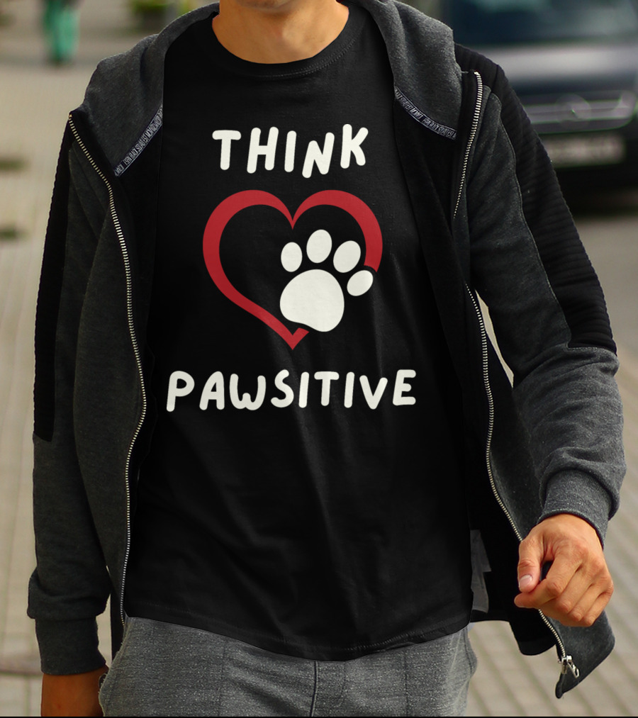 Think Pawsitive Dog Paw Heart T-Shirt