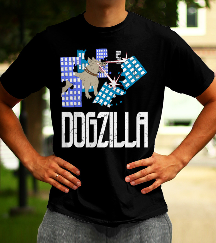 DOGZILLA Laser-Eyed Dog Rampaging Through Skyscrapers T-Shirt
