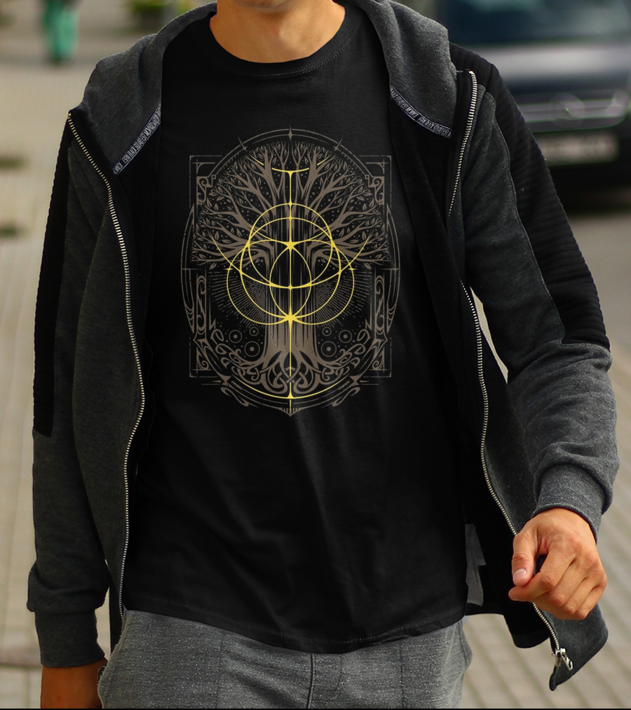 Golden Rings Tree Of Life Sacred Geometry T-Shirt